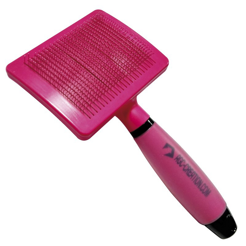 Self-cleaning sliker brush, large dog, hard pins -P032-AGC-CREATION Self-cleaning sliker brush, large dog, hard pins -P032-AGC-CREATION