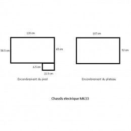 Chassis électrique métal GRANDE VARIATION pour table Evolutech130 - TURQUOISE -M633T-AGC-CREATION